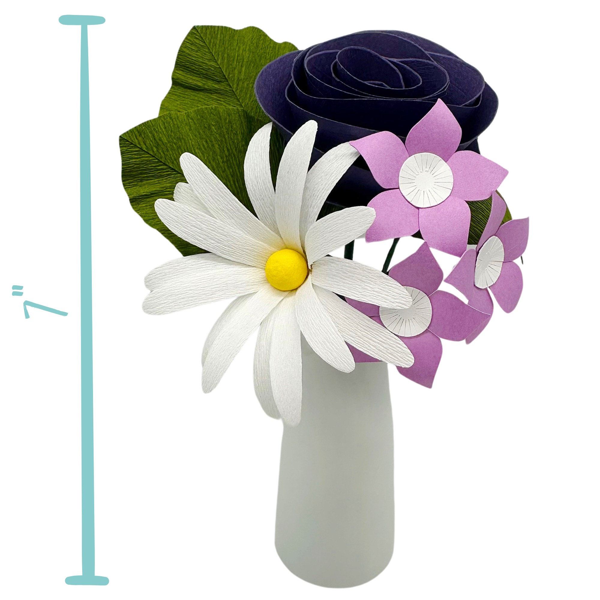 Mixed Paper Flowers in Vase – Pick Your Colors | Rose & Daisy | No